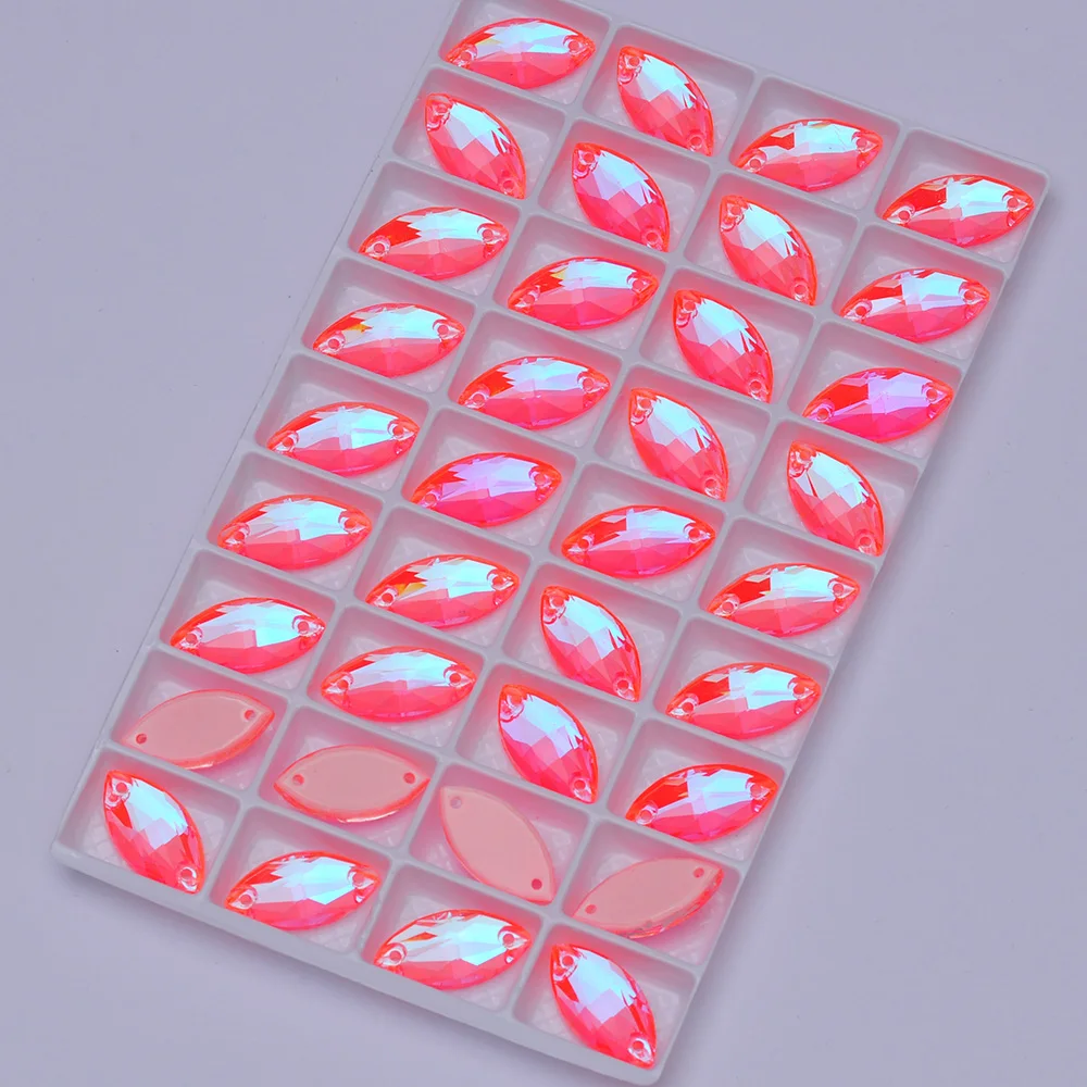 PUBRILEX Neon Flachboden-Strasssteine zum Aufnähen, Glas-Navette, DIY-Näh- und Bastelzubehör, Kristalle für Handarbeiten und Kleidungsdekoration – Detail 12