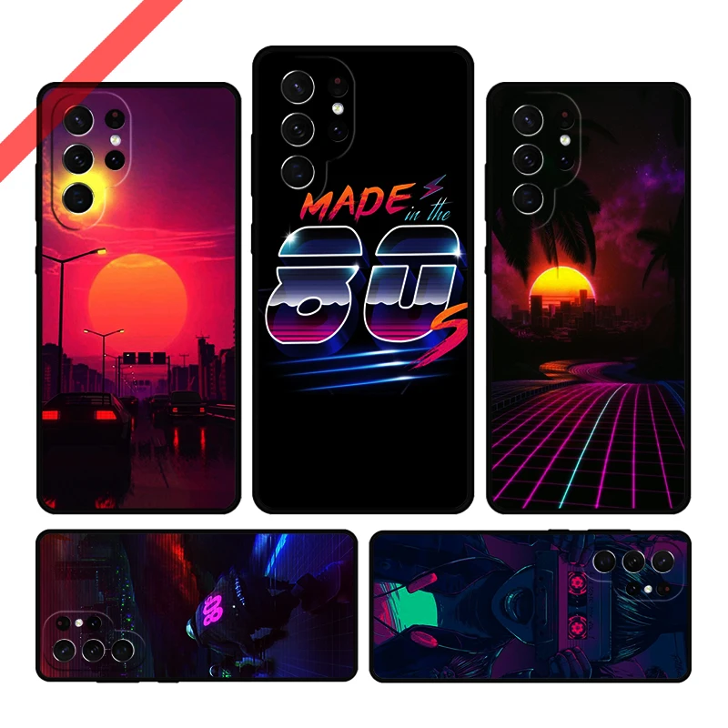 Synthwave 80's Retro Art Phone Case For Samsung Galaxy S20 FE S21 S10 S23 Plus S24 S22 Ultra Coque Note20 Note10 S9 S8 Cover