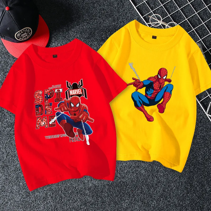 Fashion Baby Boys Girls Marvel Spiderman Summer Sports T Shirts Cartoon Casual Charming Fit For Kids Tops