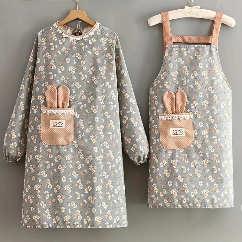 1pc Canvas Long Sleeve Apron, Stain-proof Breathable Household Cooking Catering Waist Apron, Coveralls, Kitchen Supplies