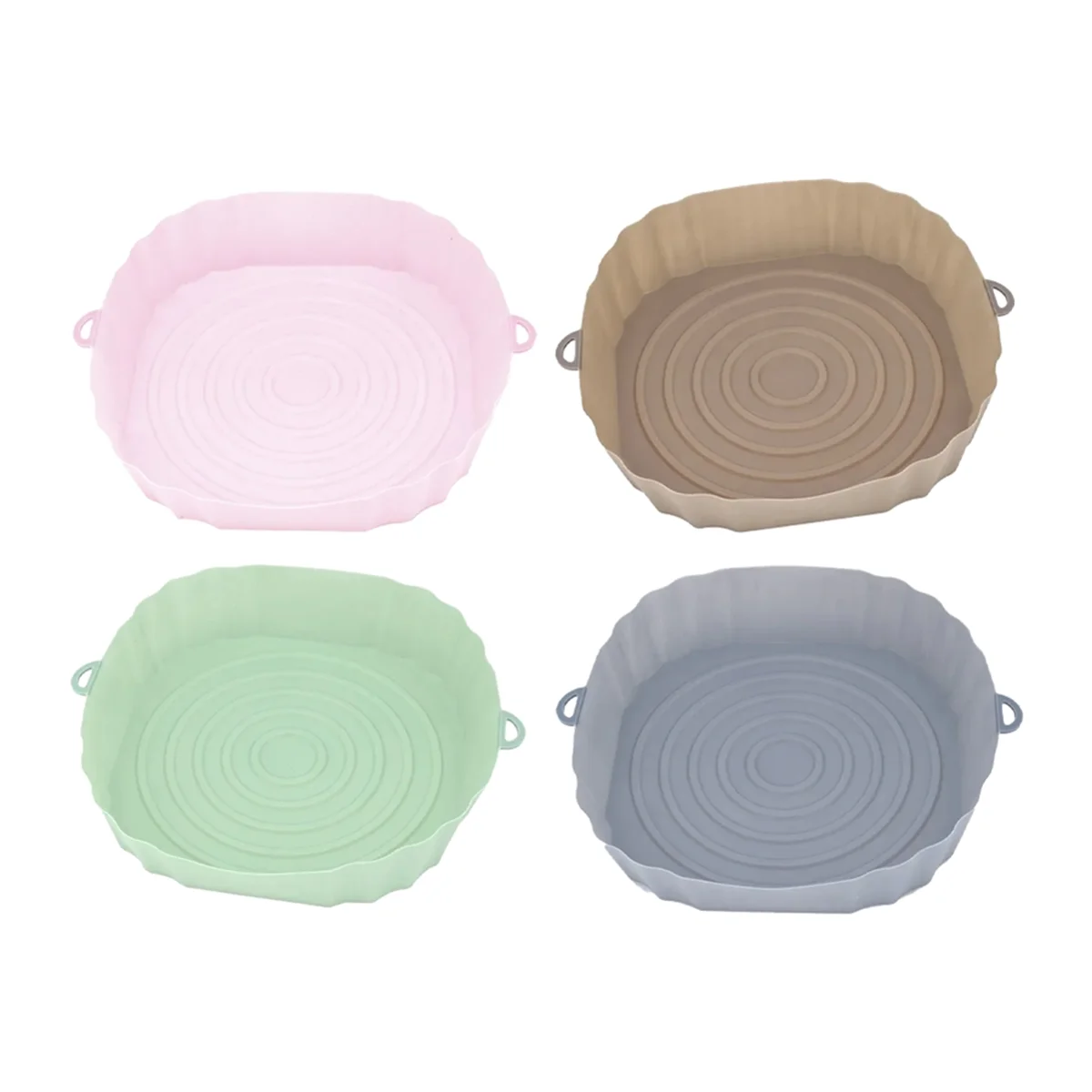 4PCS Air Fryer Pan Silicone Basket for Airfryer Oven Silicone Chicken Grill Baking Tray Reusable Airfryer Pot Pan Liner