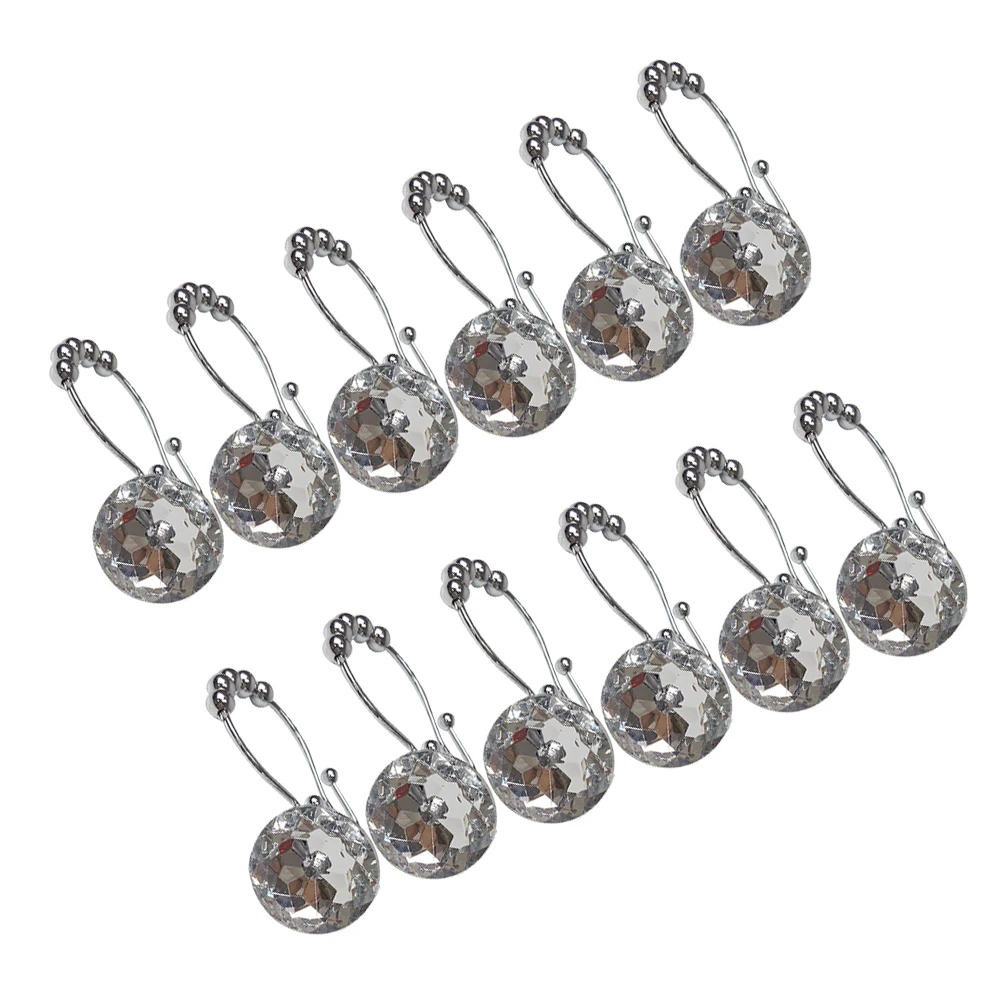 

12 Pcs Rhinestone Shower Curtain Hook Bath Hooks for Replacement Bathroom Isolation Liner