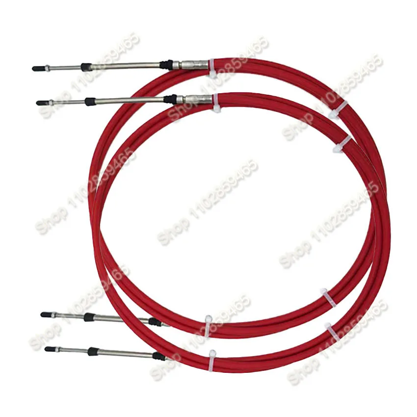 2pcs Throttle Shift Cable,Marine control Cable For outboard Steering System,8-23 FT outboard cable,Threaded Connectors M5