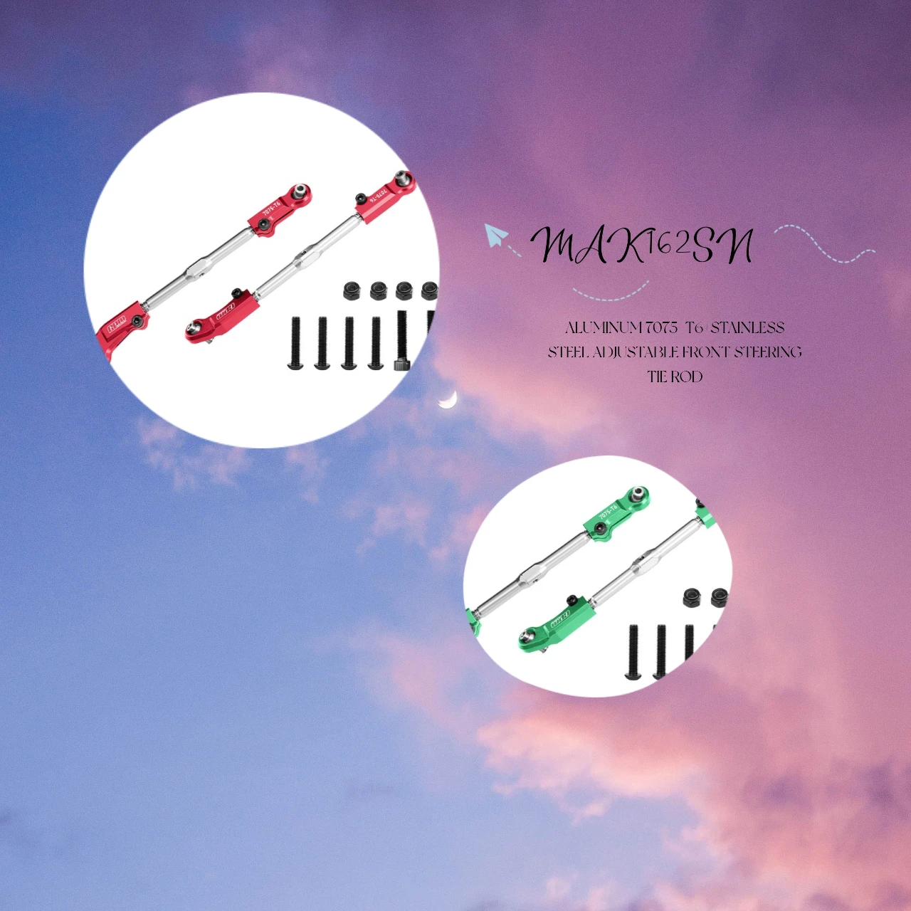 

Aluminum+Stainless Steel Adjustable Front Steering Tie Rod For For ARRMA 1/8 Kraton Talion