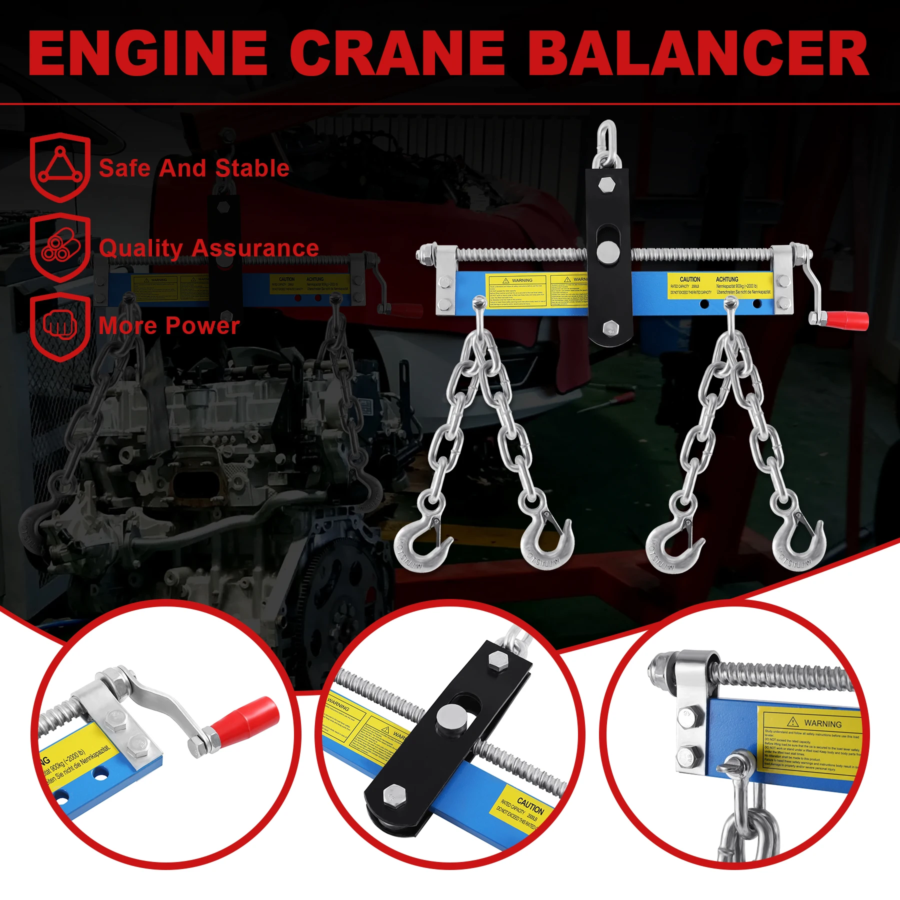 450KG/900KG Balance Frame Engine Leveler Hoist Lifting Crane Heavy Duty Engine Hoist Hanger Balance Support Stand Repair Tool