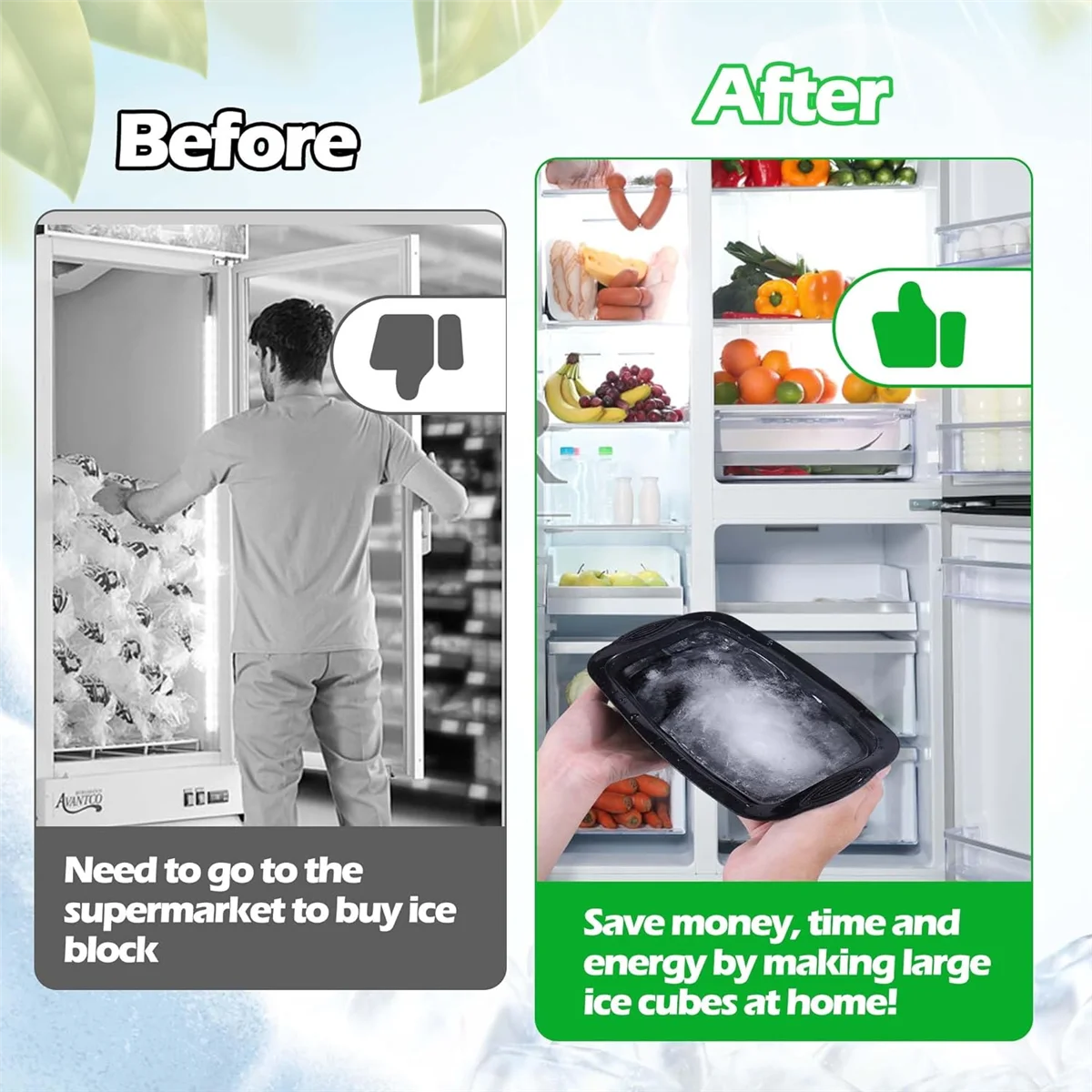 Molde de bloco de gelo, 4 cubos de gelo de 9,4 libras para mergulho frio ou refrigeradores, molde de gelo de silicone reutilizável para refrigerador de banho de gelo