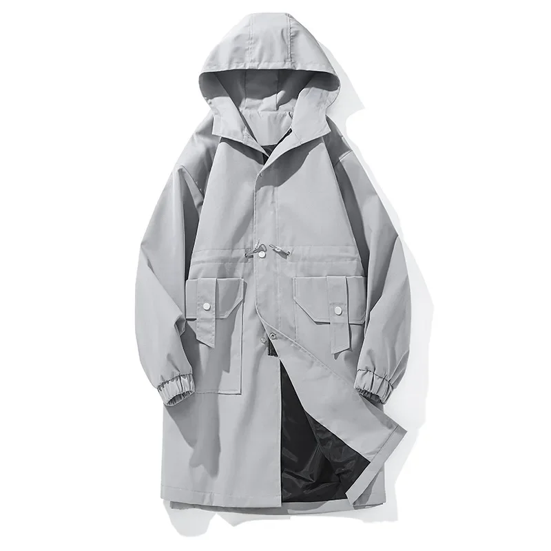 Autumn and Winter New Windbreaker Men's Coats Medium Long Assault Jacket Windproof and Warm Hooded Windbreaker Techwear Coat
