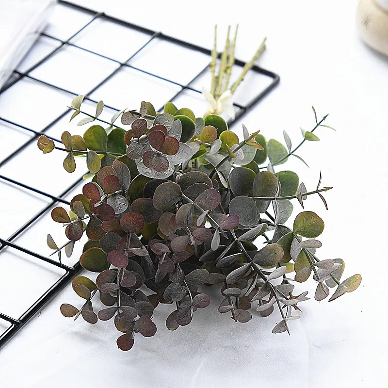 6 Zweig 36 Köpfe Eukalyptusblatt Künstliche Pflanzen Blumenstrauß für Wohnzimmer Dekoration Braut Hochzeit Vasen Blumen Blumenstrauß Dekor – Detail 12
