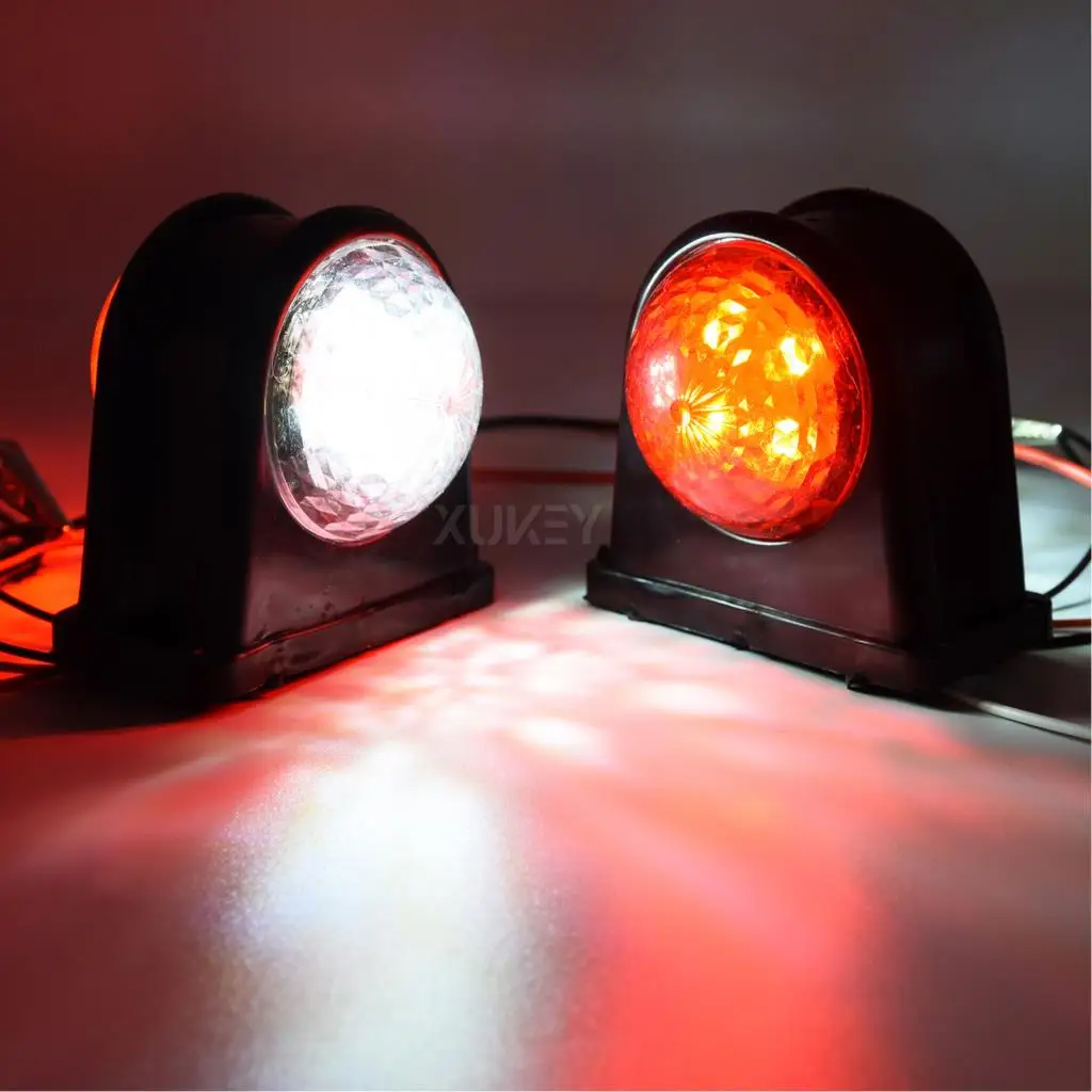 2X 8LED Clearance Elbow Rubber Light Trailer Truck Position Parking Outline 12V 24V Side Marker Lights White Red Rear Lamps