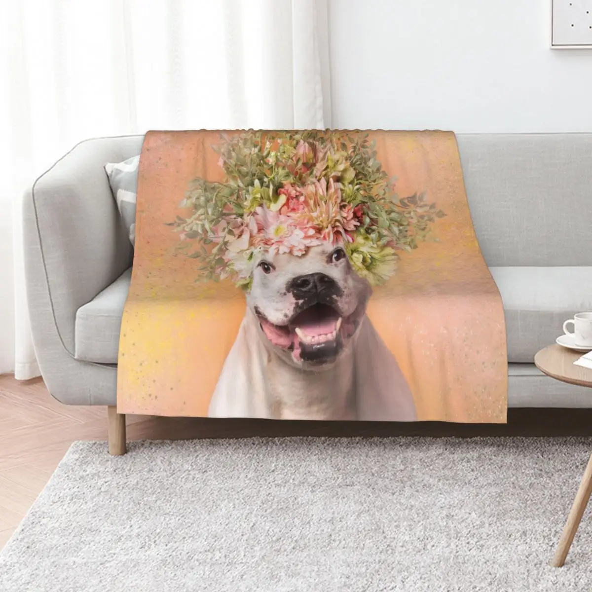 Pit Bull Flower Power, Big Tuna Throw Blanket Plaid on the sofa Blankets For Bed Sofa Quilt for winter Furry Plaid Blankets