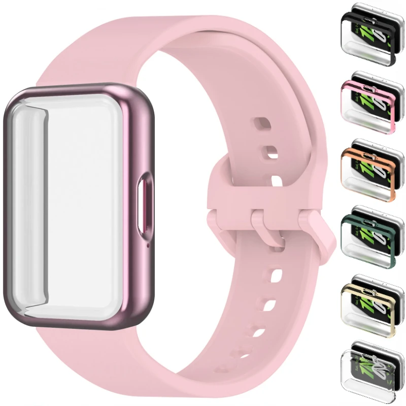 

Силиконовый ремешок + чехол для Samsung Galaxy Fit 3 Band Браслет для Samsung Galaxy Fit 3 Стеклянный защитный чехол