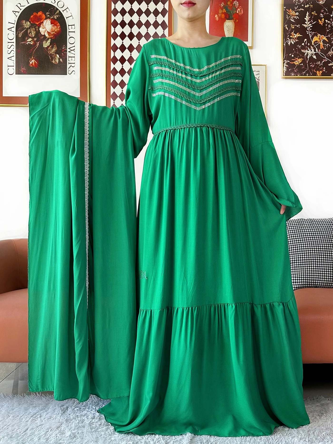 2026 New Solid Cotton Abaya Kashkha Dress African Dress for Women Traditional Clothing Islam Turkey Muslim Loose Robe Ramadan 4