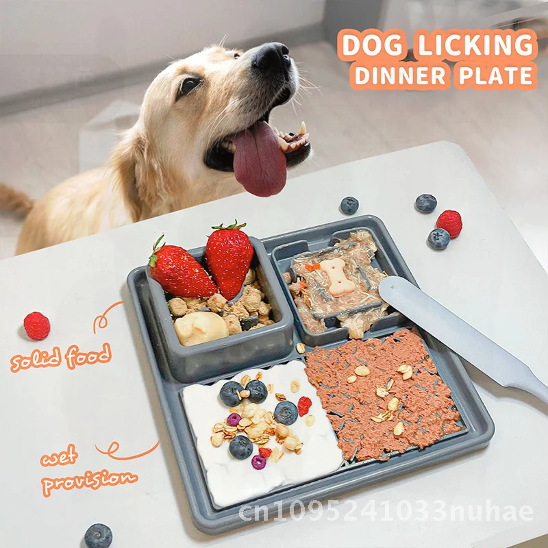 

Multifunctional Pet Dog Cat Placemat with Suction Cup Anti-Choking Slow Food Bowl Silicone Licking Pad in Pink Green Gray White