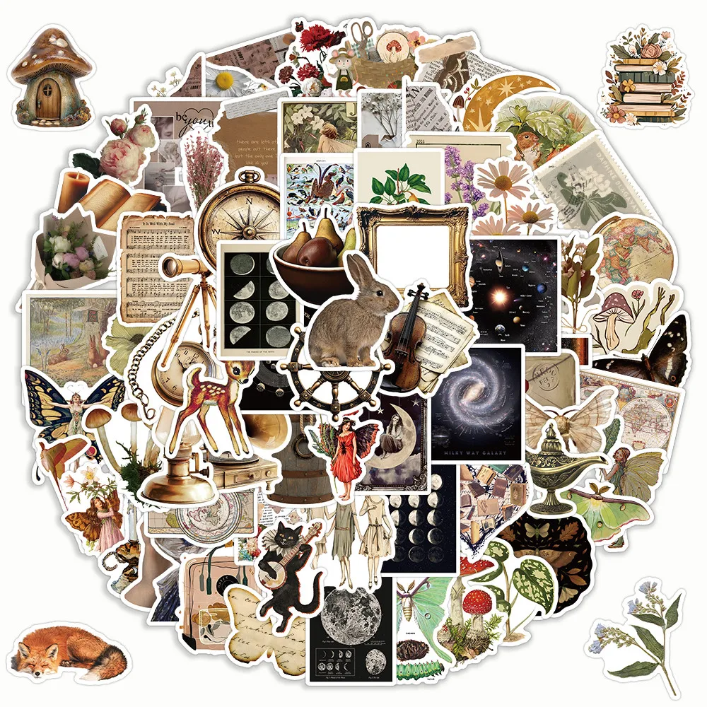 

Vintage Stickers (204 Pieces) - Decorative Stickers for Scrapbooks, Notebooks & DIY Decor Projects Anime Worlds Store