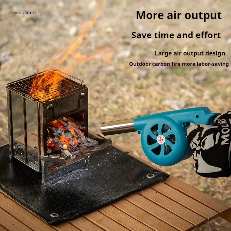 BBQ Camping Supplies Blower Hand Crank  Mini Outdoor Gadgets Barbecue Stove Cookware Set Multi Tool Cookware Hair Dryer  Blower