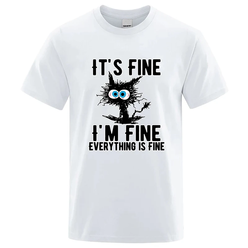 Men's High Quality T-shirt Cotton Blend Funny Cool Cat Printed T-shirt Casual Men Short Sleeve T-shirt for Men T-Shirt Male Top
