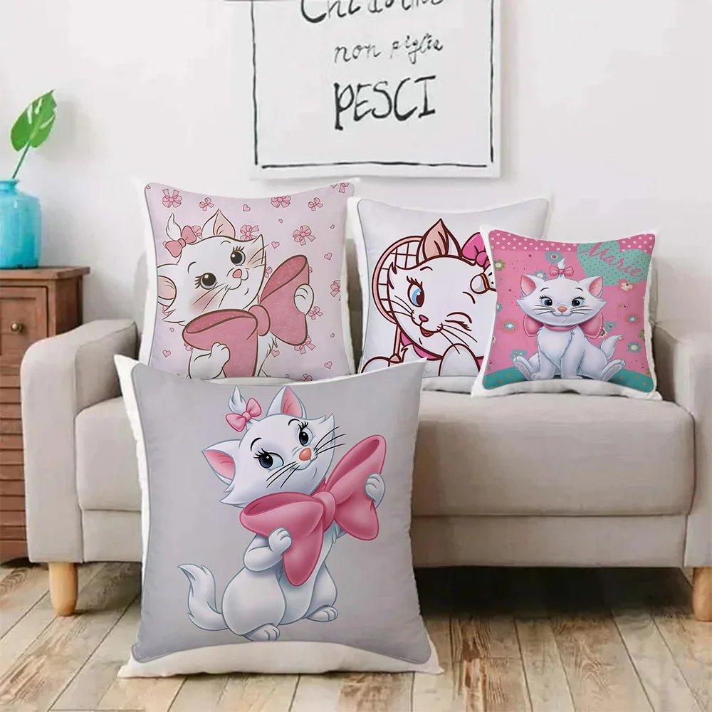 Disney Cute Mary Cat Pillow Covers Cartoon Sofa Decorative Home Double-sided Printing Short Plush Cute Cushion Cover