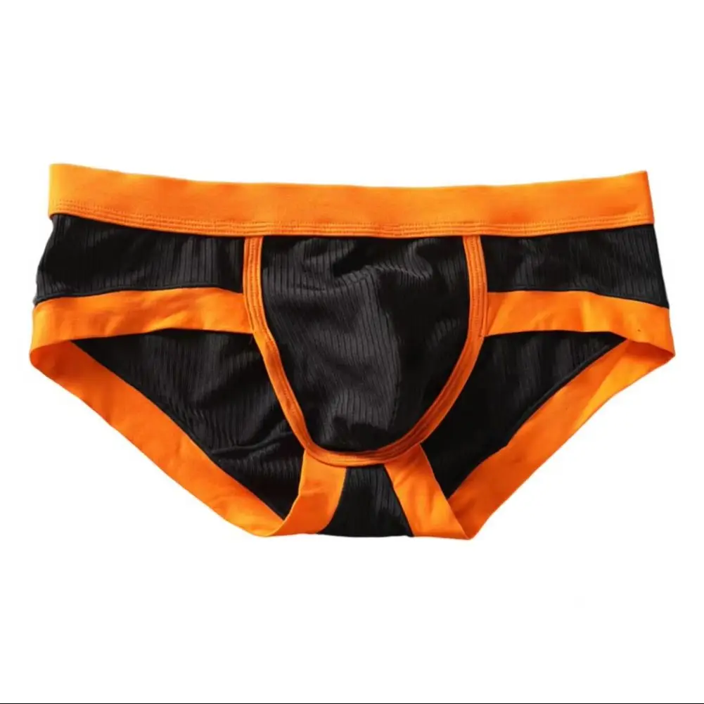 Men Briefs Butt Lifting Big Pouch Low Rise Elastic Close Fit Underwear Sexy Contrast Color Sweat Absorption Underpants Panties M