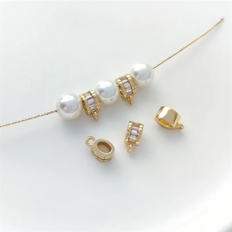 14K Gold Zirconium Melon Seeds Buckle, Pendant, Handmade DIY Pearl Necklace Bracelet Pendant Connecting Buckle Accessories