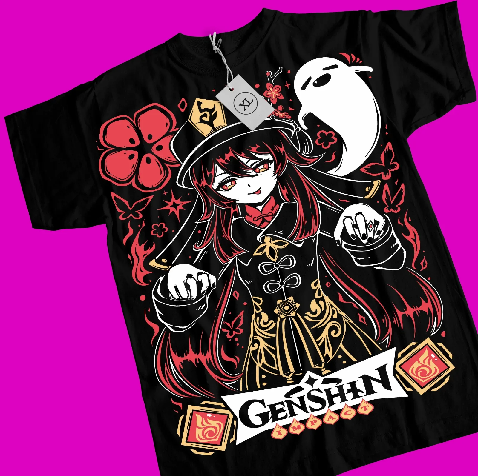 All Size Hu Tao T-shirt Genshin Impact gorou,Anime,Manga,Graphic Tee