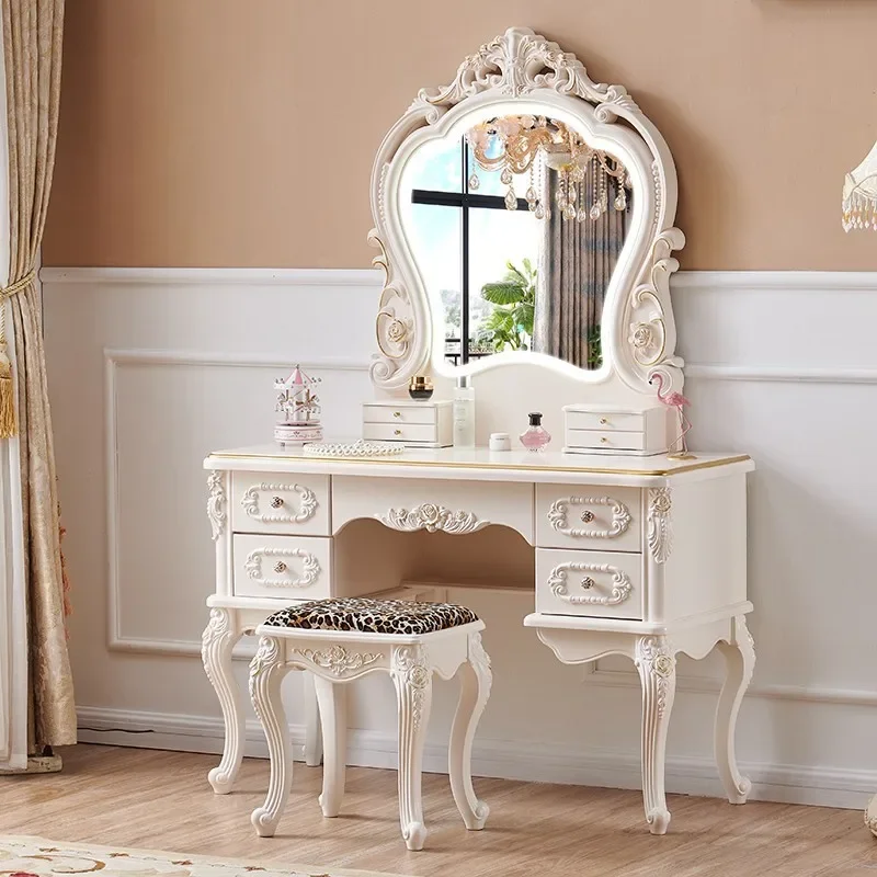 

European style, dresser, master bedroom, makeup table, solid wood, high grade, storage cabinet, luxury