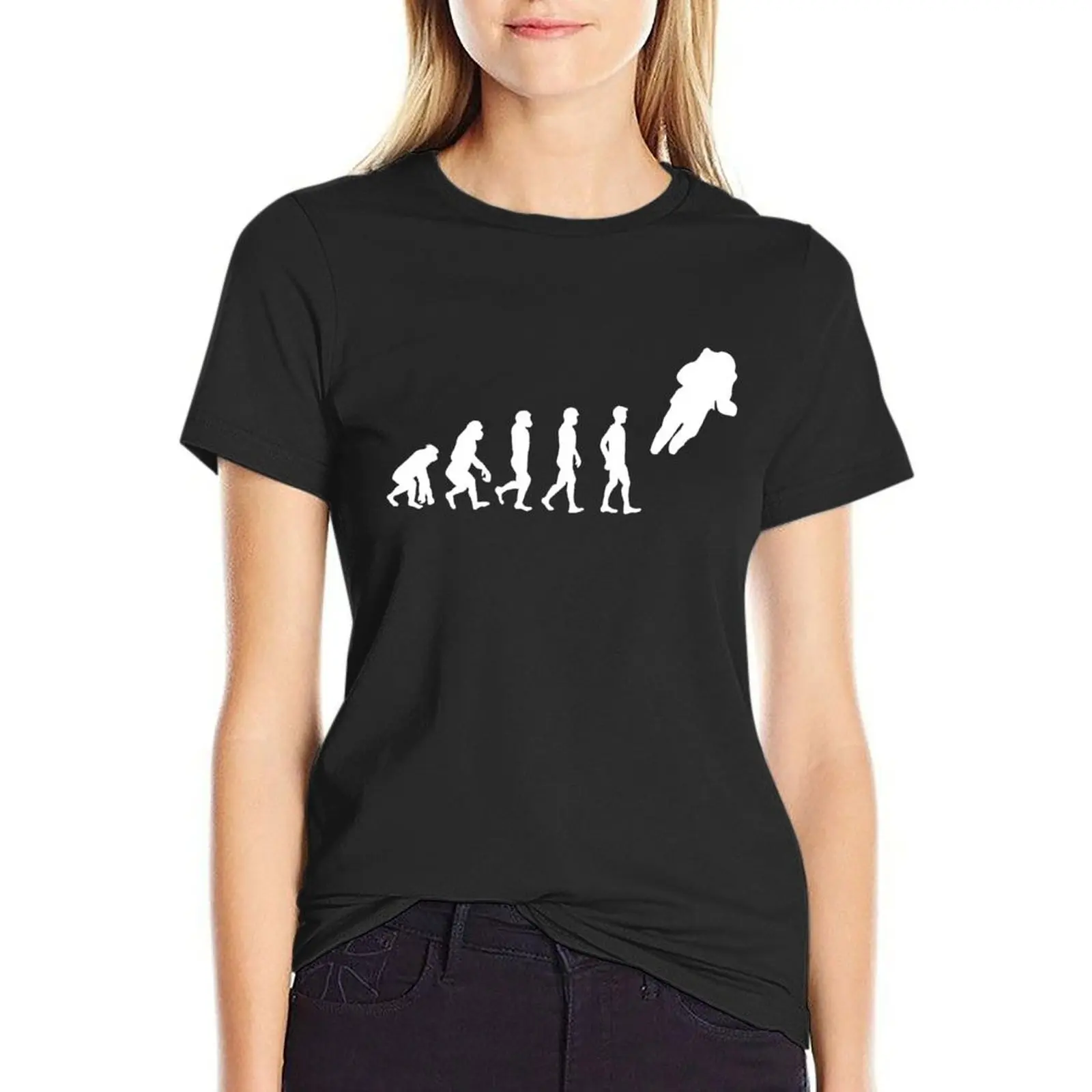 

Evolution of Man kind to Astronaut T-Shirt funny vintage clothes tight shirts for Women