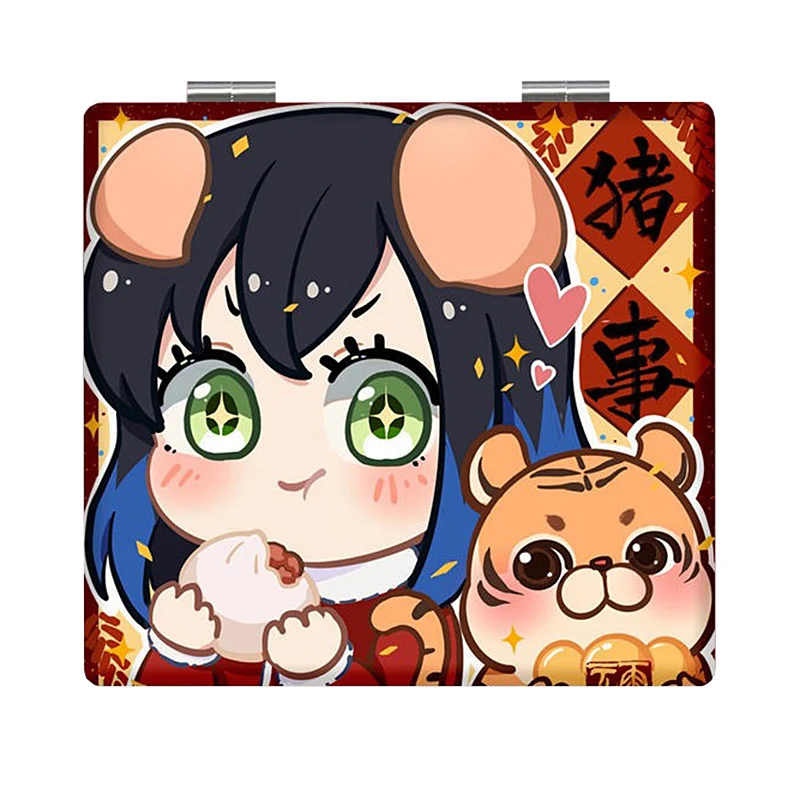 7×6cm Demon Slayer, Kimetsu no Yaiba, Folding Double-sided Makeup Mirror, Anime Cute, Portable Travel, Girls, Magnifying, Square