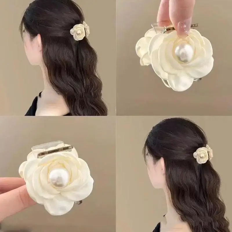 여성 소녀용 장미꽃 헤어 클립 우아한 꽃무늬 헤어 액세서리 달콤한 뒷머리 핀 패션 헤어 장식