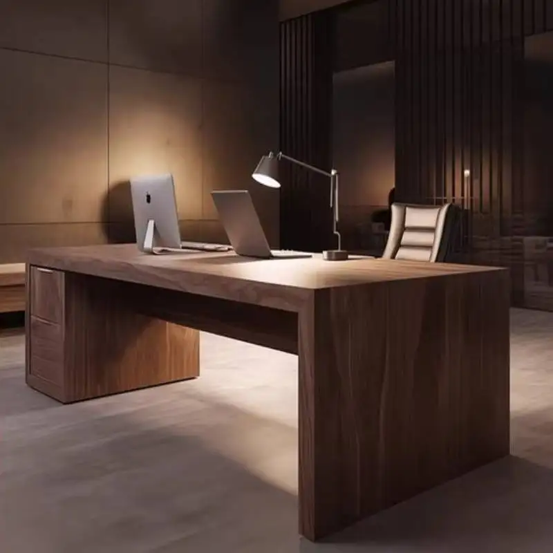 Brown Wooden Office Desks Designer Decoration Computer Cheap Office Desks Modern Luxury Drawers Scrivania Small Spaces Furniture