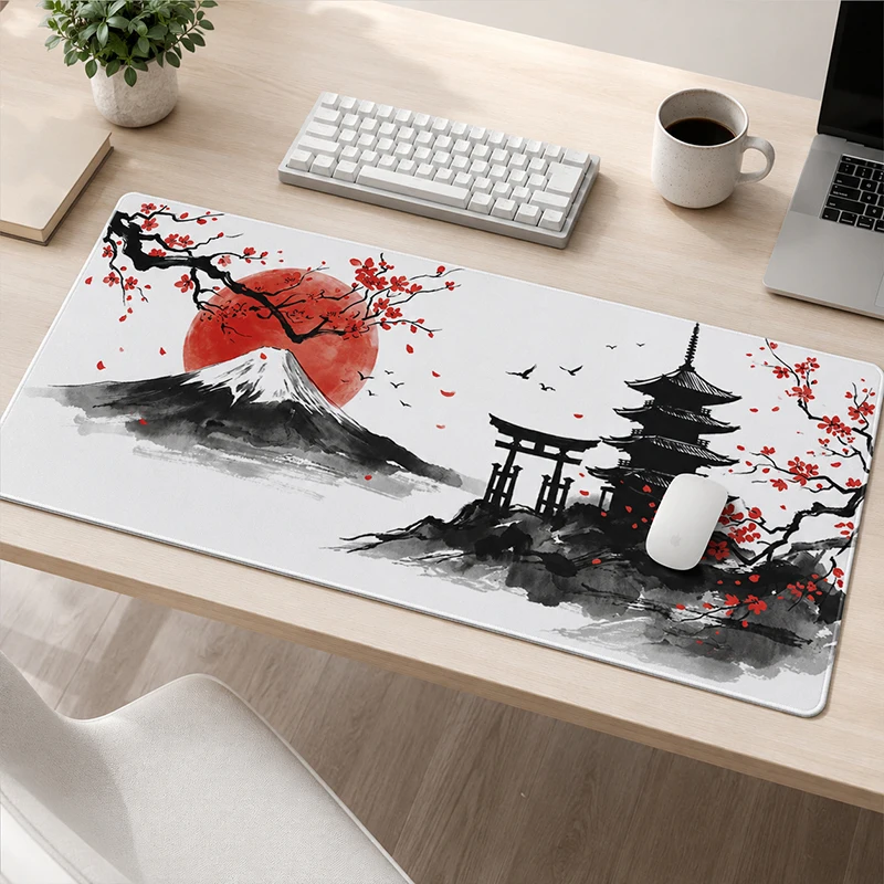 Mouse Pad Gaming Sakura Fuji Pagoda XL Custom Large Mousepad XXL Mouse Mat Playmat Soft Carpet Non-Slip Desktop Mouse Pad