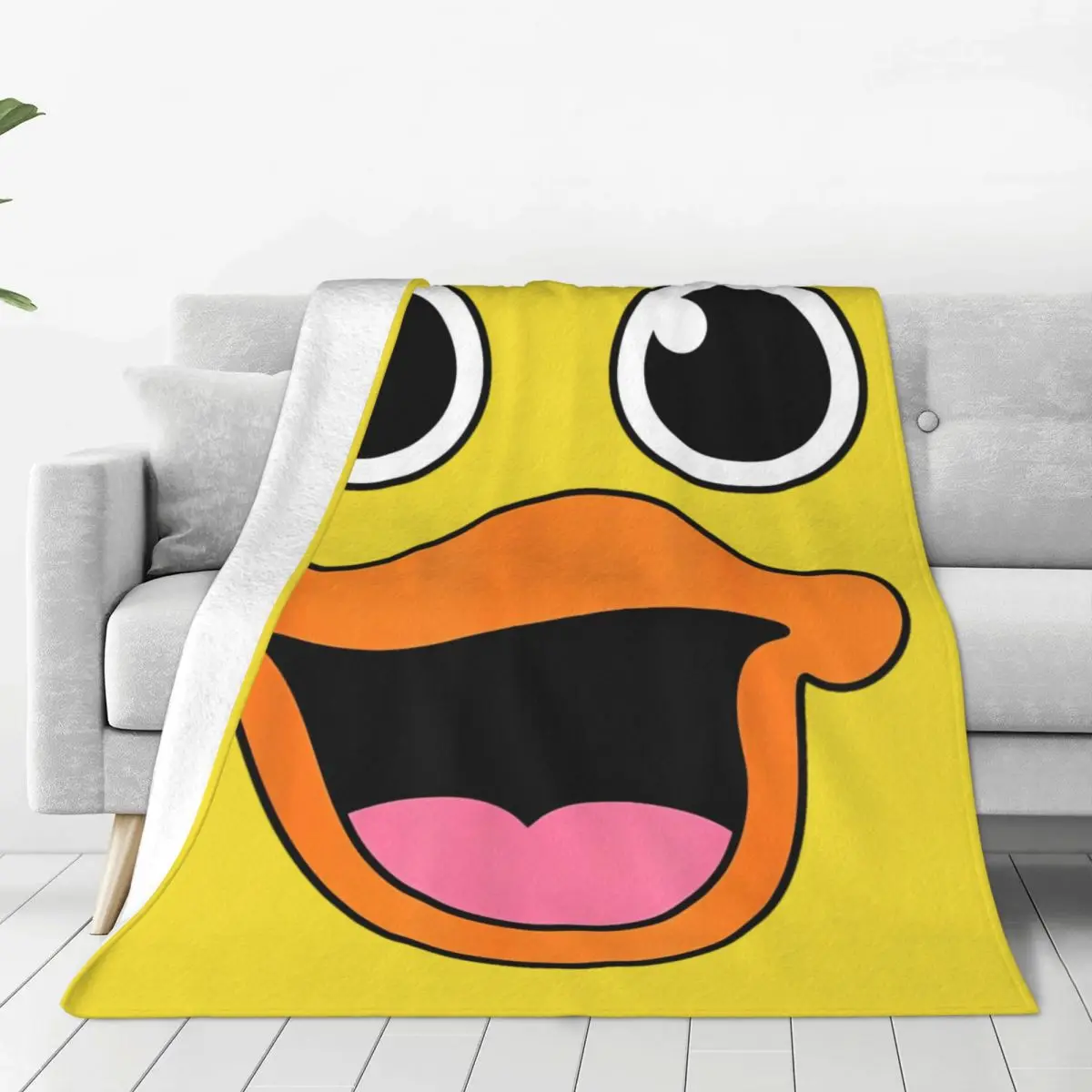 Yellow Duck Face Halloween Animal Warm Soft Blanket Camping Plush Bedding Throws Fluffy Bedroom Flannel Bedspread Sofa Bed Cover