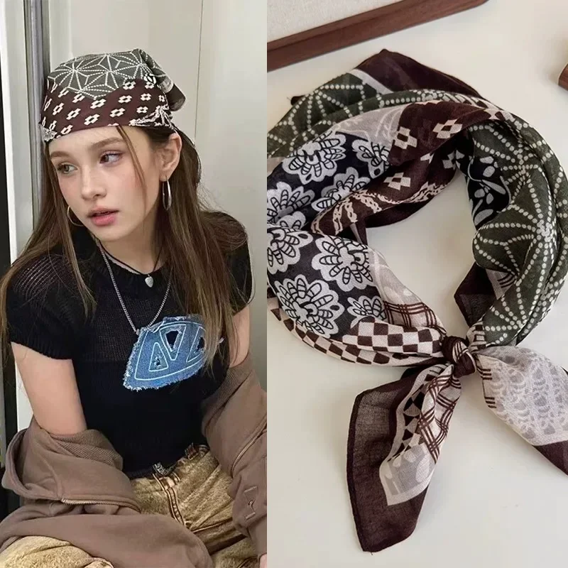 

Luxury Print Shawl Scarf for Women Satin Fashion Wraps Neckerchief Female Hair Bands Ribbon Headband Bandana 70X70CM