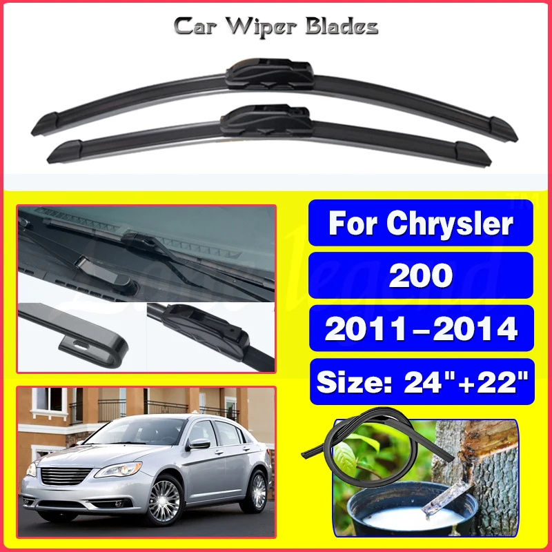 

2 pcs For Chrysler 200 2011 2012 2013 2014 Car Front Wiper Blade Windshield Soft Rubber Frameless Wiper Car Accessories 24"+22"