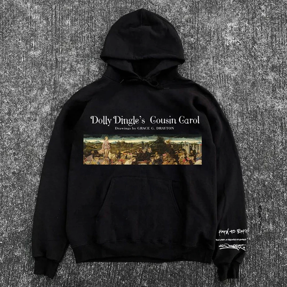 Autumn And Winter American Letter Oil Painting Hoodie Trend Hip-Hop Rock Street Regular Printed Mens And Women Hooded Sweatshirt