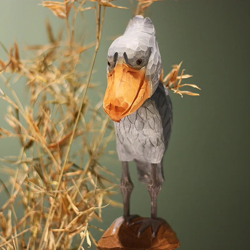 Wal-Kopf Storch Holzschnitzerei Vogel-Dekoration Rein Handgefertigte Massivholz Tier-Dekorationsobjekte Dekorative Wohnaccessoires – Detail 2