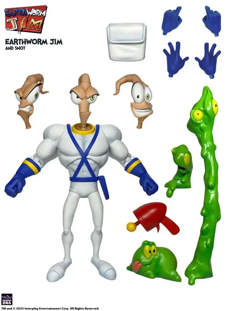 Premium DNA Earthworm Jim Wave 1 Earthworm Jim Snot Worm Body Jim Heads Pack Psy-Crow Bob Action Figures Collectible Toys Gifts