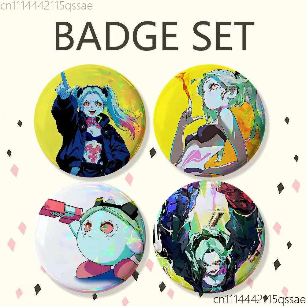 FOR C-Cyberpunk Rebecca 25mm 75mm 44mm 58mm 32m Brooches Badges Pins for Accessories