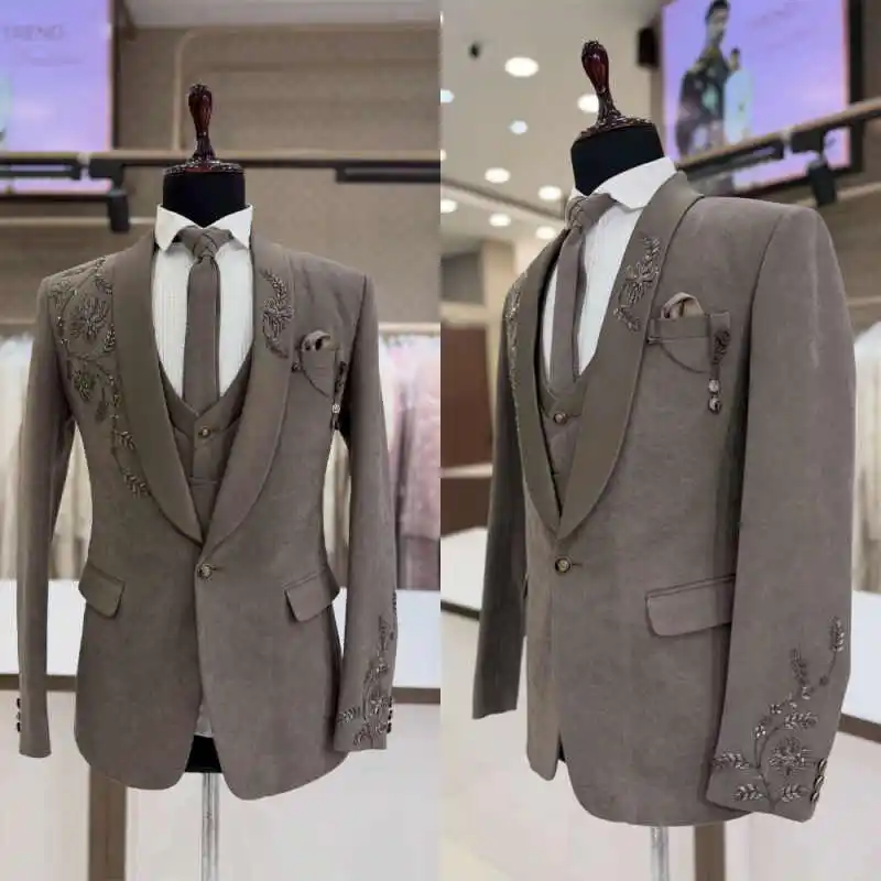 

Modern Men Suits 1 Piece Jacket Applique Daily Streetwear Formal Occasion Wedding Banquet Customized trajes para hombre