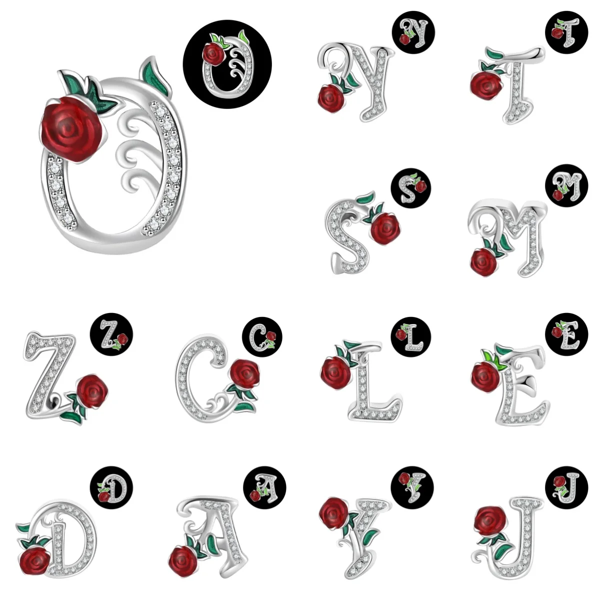 

Оригинальные милые розы с буквами 925, серебряные подвески, бусины, подходят для браслета S925, изысканные ювелирные изделия своими руками