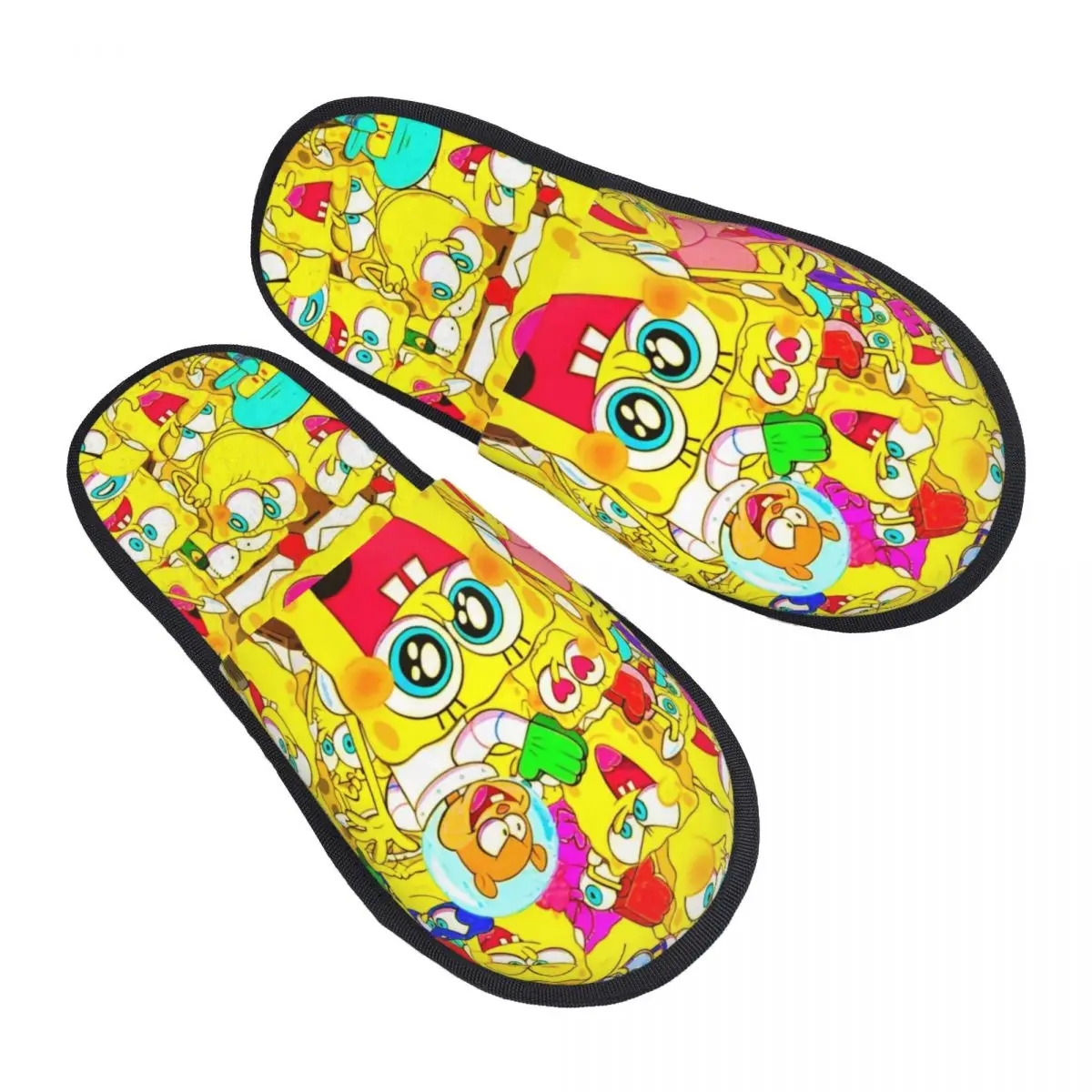 SpongeBobed Anime Cartoon Indoor Slippers with Memory Foam Slipper Gift for Women Men House Shoes with Anti-Skid Sole