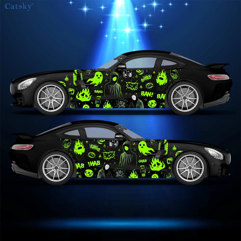 

Неоновые красочные граффити с пламенем, автомобильные виниловые наклейки, самоклеящаяся наклейка из ПВХ, подходит для грузовиков, внедорожников, декор, автоаксессуары, подарок