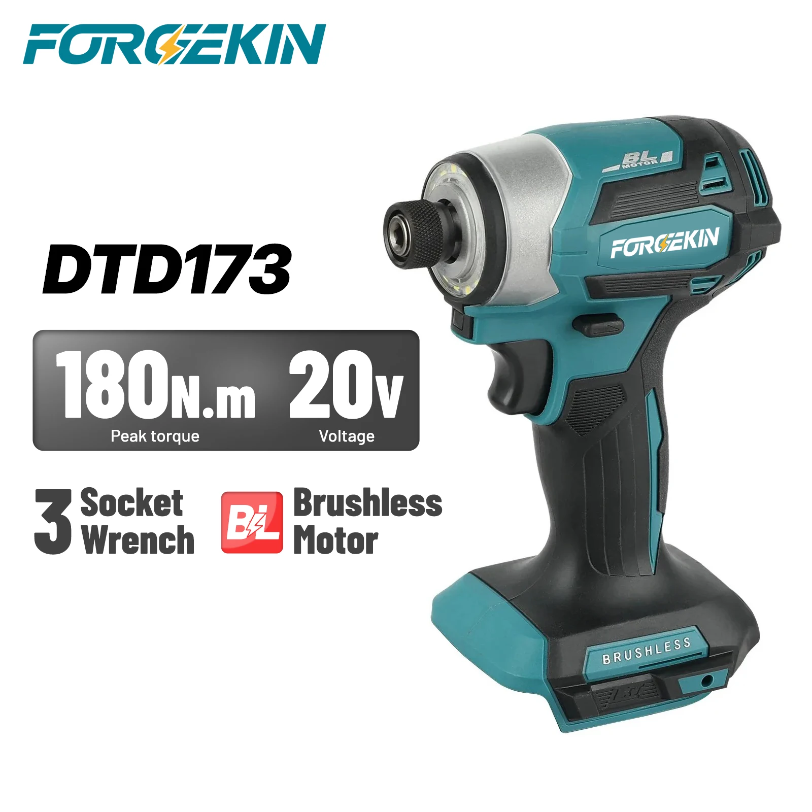 forgekin-dtd173-blue-18v-lxt-brushless-rechargeable-impact-driver-180nm-compact-tool-wireless-screwdriver-for-makita-battery-pin