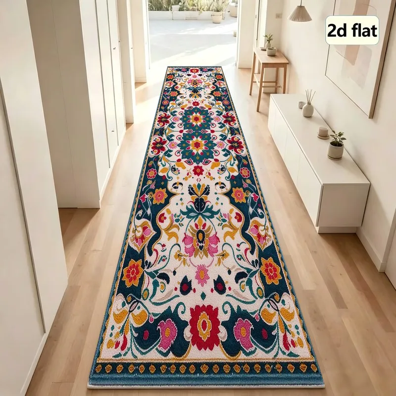 1 Piece Intricate Floral Woven Runner Rug, Soft and Comfortable, Suitable for Autumn and Winter, Easy to Maintain, Perfect for Home Decor, Living Room, Bedroom, Entryway, Hallway, lightweight, Ideal for Room Decoration