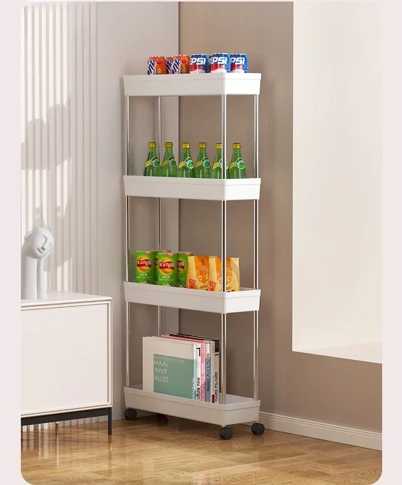 Chariot utilitaire roulant à 4 niveaux avec roulettes, organisateur de rangement pour salle de bain, support Mobile polyvalent pour salle de bain, cuisine, bureau