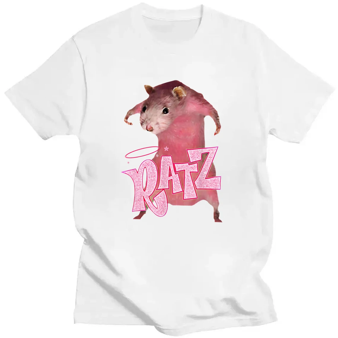 Ratz T-Shirt Nice Ratz Tee Top Funny Pink Rat Meme Internet Humor Unisex Trending Shirt Śmieszny wzór meme Y2K TOP