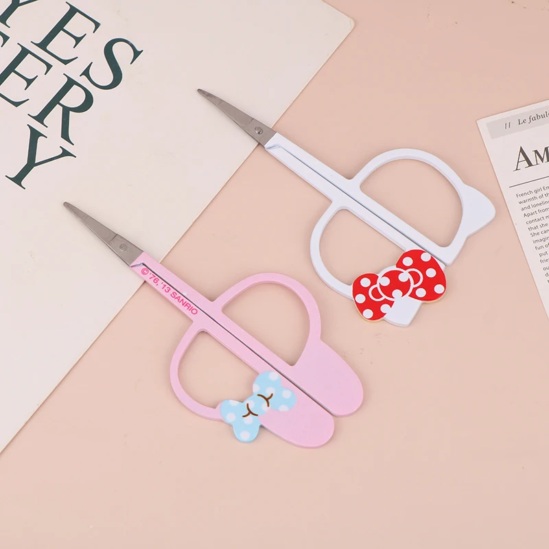 Cute Cartoon Eyebrow Scissor Eyelashes Nose Hair Remove Stainless Steel Fine Straight Tip Scissors Makeup Beauty Tools