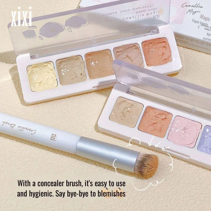 Concealer Palette Cream 5Colors Conceal Spots Acne Marks Spots Pimples Conceal Dark Eye Circles Tears Lines With Concealer Brush