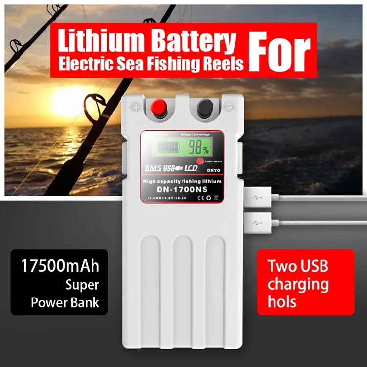 12V Large Capacity Electric Take-Up Reels Lithium Battery for Sea Fishing Boat Power Bag Straps+1A Charger