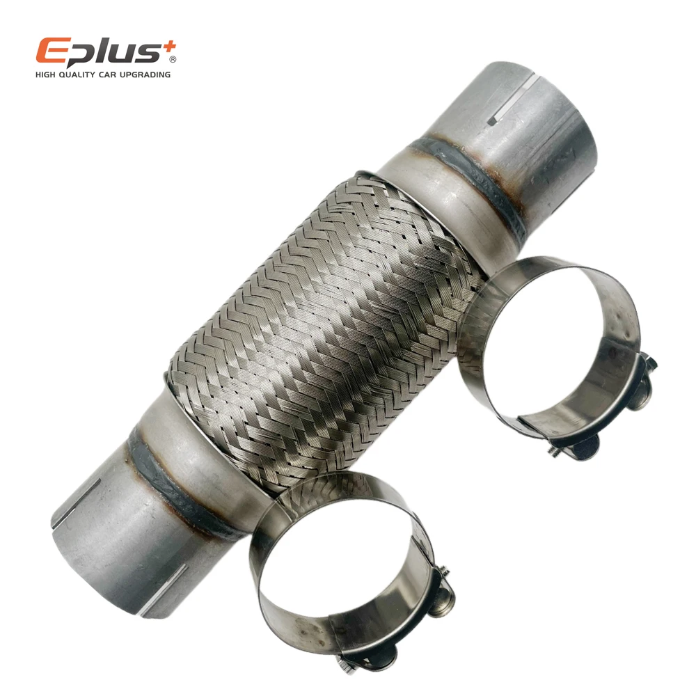 Universal Stainless Steel Car Exhaust Tube Telescopic Flexible Connection Braid Bellows Muffler Pipe Connector Welded With Tube