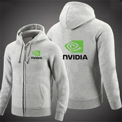 Men's Nvidia Hoodies Long Sleeve Sweatshirt Zipper Design Hooded Sweatshirt for Men Clothing Sportswear Slim Fit Casual Jacket
